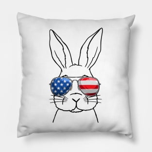 American Flag 4th of July Patriotic Rabbit Kids Pillow