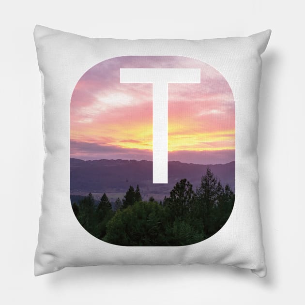 Initial T Sunset Photograph Pillow by DPattonPD