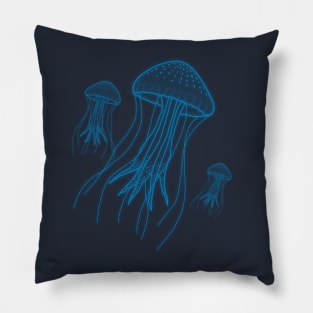 Blue Jellyfish Pillow