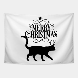 Merry christams black cat Tapestry