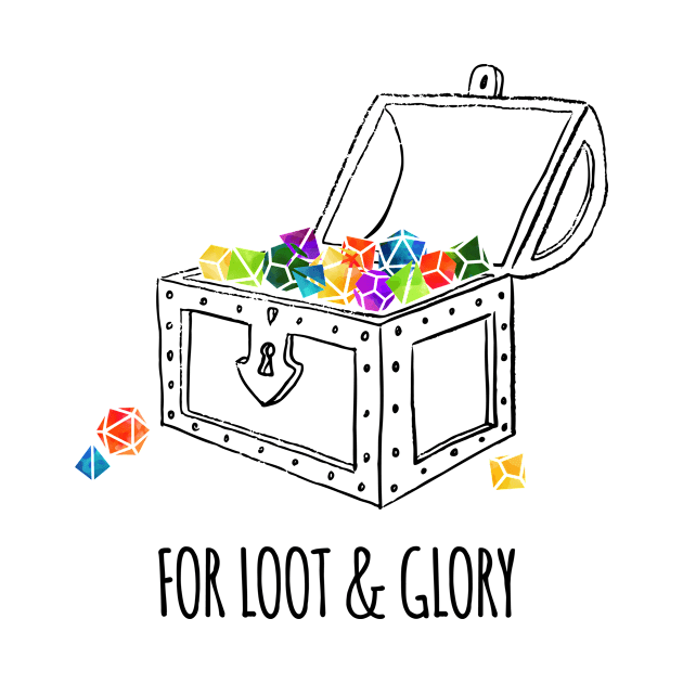 For Loot & Glory! - rainbow & black - LGBTQ+ ttrpg dice by SJart