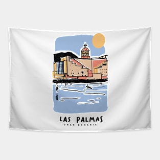 Las Palmas Gran Canaria surfers surf in las Canteras Spain Tapestry