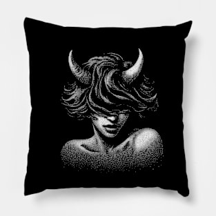 portrait of a demon girl with horns. Pillow