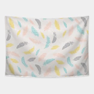 Pastel feathers Textured Tapestry
