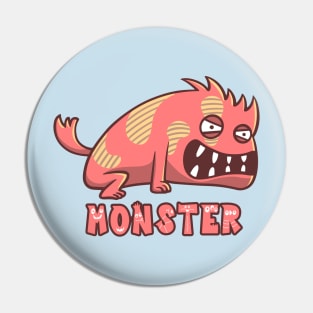 Angry Red Dog Monster Text Pin