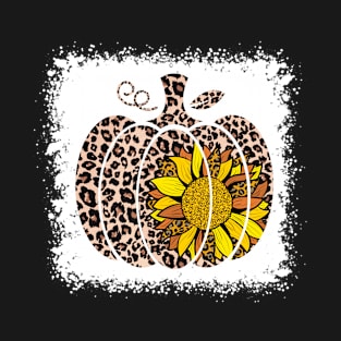 leopard sunflower pumpkin t-shirt- leopard sunflower t-shirt - pumpkin leopard t-shirt - Leopard Print Pumpkin - Leopard Print Pumpkin- Halloween T-Shirt