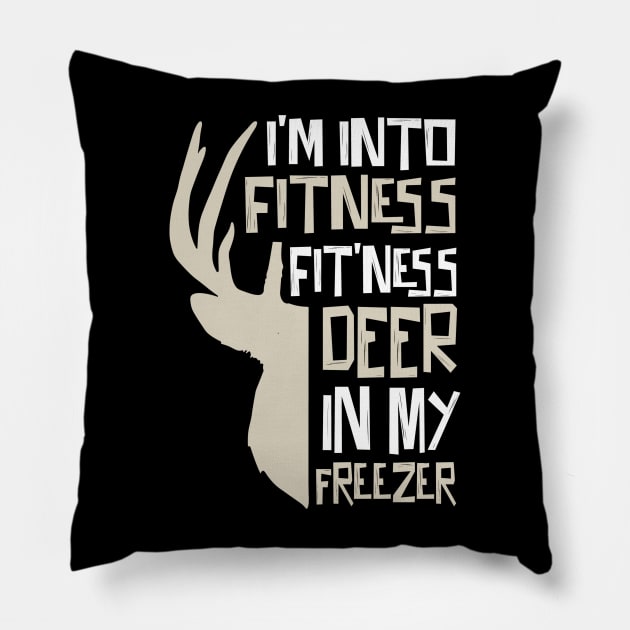 Fitness Deer In My Mouth Pillow by Teewyld