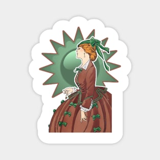 Snobby girl in brown clothes with face in profile Magnet