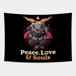 Peace, Love And Souls Creepy Cute Baphomet Gift Tapestry