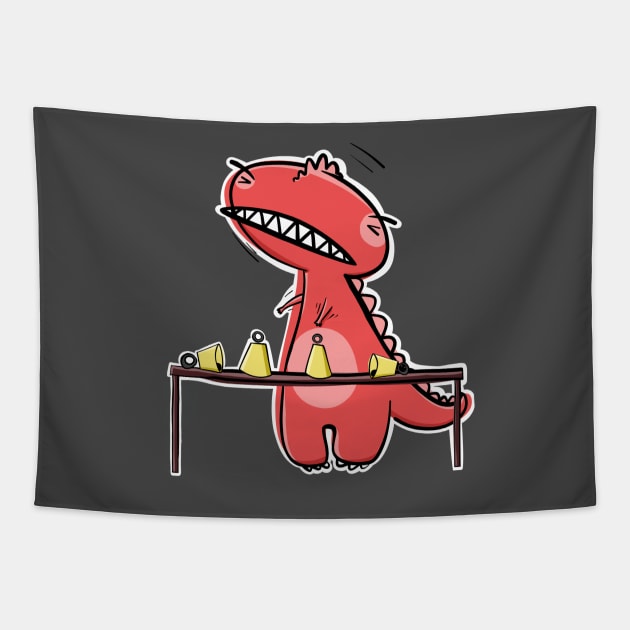 Funny Red T-Rex At Handbell Choir Practice Tapestry by SubtleSplit