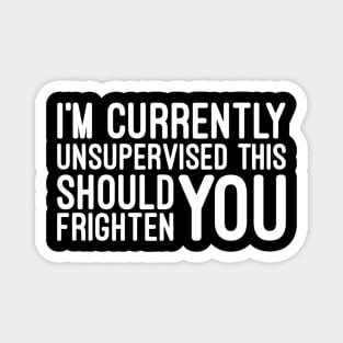 I'm Currently Unsupervised This Should Frighten You - Funny Sayings Magnet