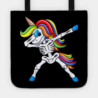 Dabbing Skeleton Unicorn Shirt Kids Girls Halloween Gift Dab Tote