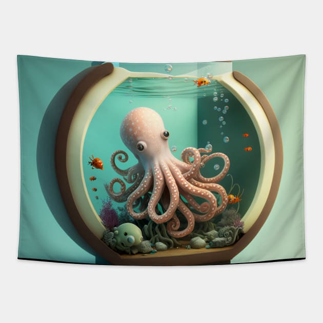 Baby Octopus Tapestry by Buff Geeks Art