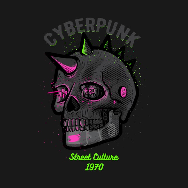 Cybernetic Skeleton Cyberpunk Skull by TOKEBI