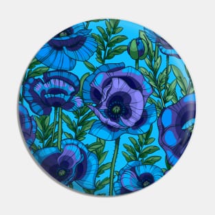 blue poppies flowers and leaves Pin