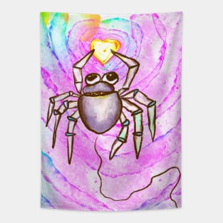 Spider in love and rainbow Tapestry