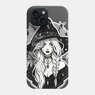 Black and White Gothic Astrology Witch Phone Case