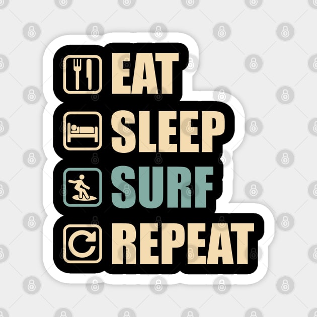 Eat Sleep Surf Repeat - Funny Surf Lovers Gift Magnet by DnB