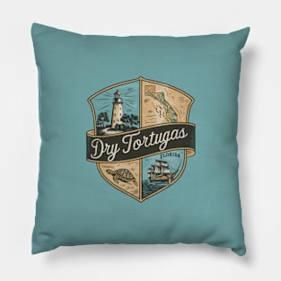 Dry Tortugas Florida National Park Retro Emblem Pillow