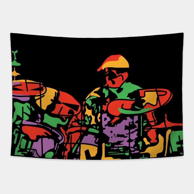 Colorful Drummer Musician Tapestry by jazzworldquest