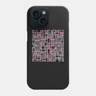 Map Lines Pink on Black Phone Case