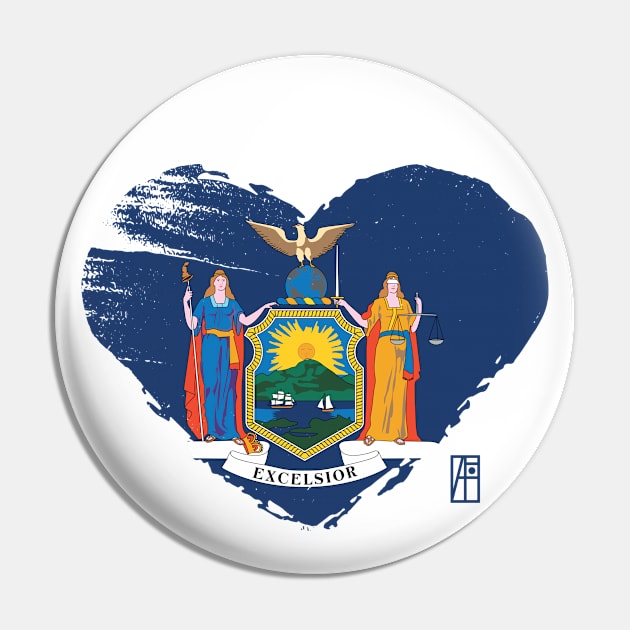 U.S. State - I Love New York - New York Flag Pin by ArtProjectShop