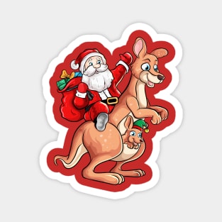 Santa Riding Kangaroo Australian Christmas Magnet