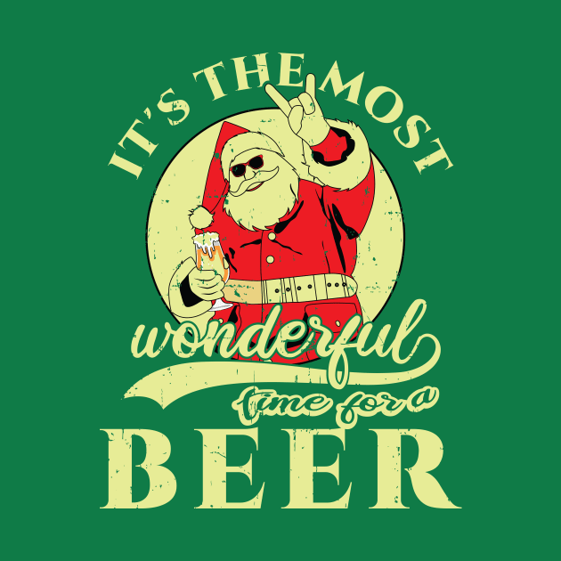 Funny Beer Ugly Christmas Sweater Most Wonderful Time for a Beer T-Shirt by Zooha131