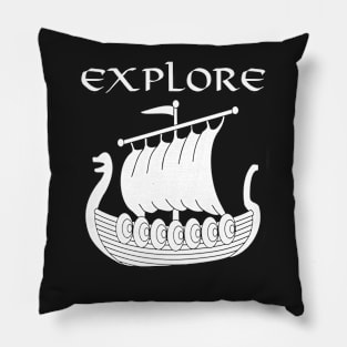 Viking Longship Explore Norse T-shirt Pillow