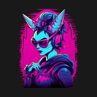 Synthwave Seduction: Retro Succubus Demon T-Shirt