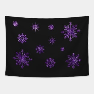 Purple Faux Glitter Snowflakes Tapestry