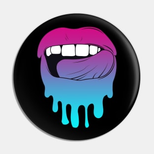 Vaporwave Dripping Lips Licking Teeth Pin