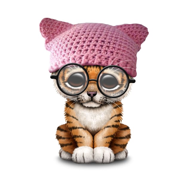 Cute Tiger Cub Wearing Pussy Hat by jeffbartels