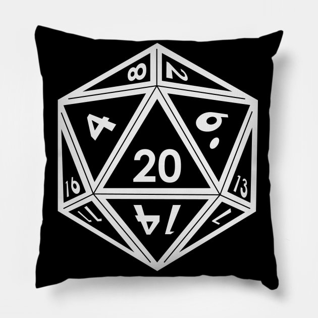 Transparent D20 Dice (White Outline) Full Size Pillow by Stupid Coffee Designs