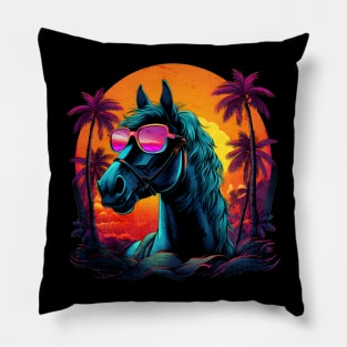 Retro Wave Andalusia Horse Pillow