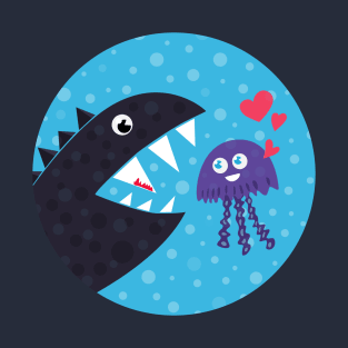 Cute Jellyfish In Love With Sea Monster T-Shirt