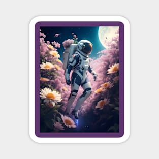 Astronaut in the cosmic flower garden Magnet