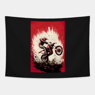 Dirt Bike With Red and Black Paint Splash Design Tapestry