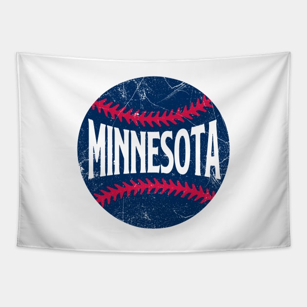 Minnesota Retro Baseball - White Tapestry by KFig21