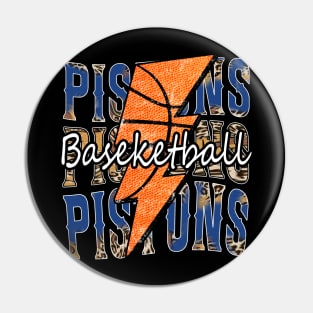 Graphic Basketball Pistons Proud Name Vintage Pin