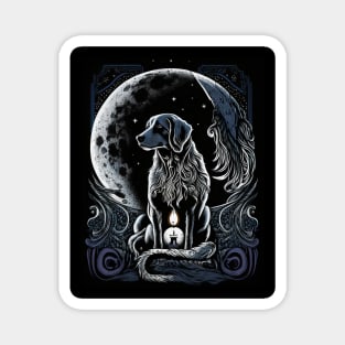 Tarot Card Crescent Moon And Dog For astrology lovers Magnet