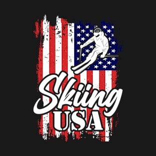 Skiing USA T Shirt For Women Men T-Shirt