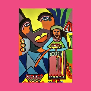 African Traditional Tribal Women Abstract Art Canvas Painting 6 T-Shirt