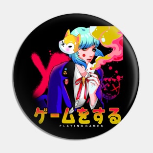 Playing Games Anime Pin