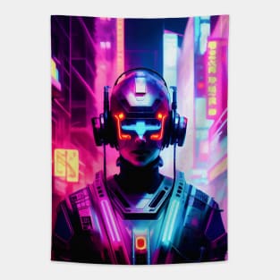 Abstract Cyberpunk Cyborg Tapestry