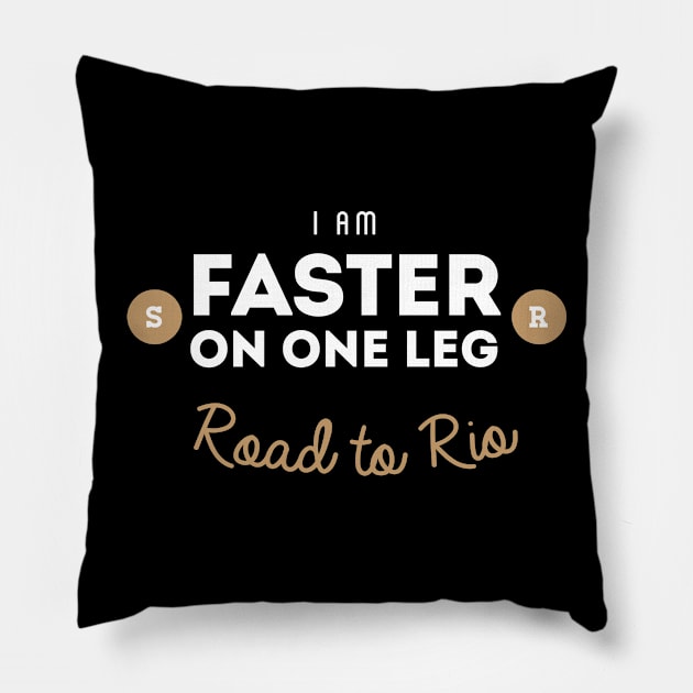 Faster on One Leg Pillow by rodneycowled