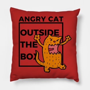 Angry Cat Outside The Box Pillow