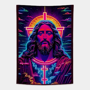 Neon Jesus Christ for Jesus fans Tapestry