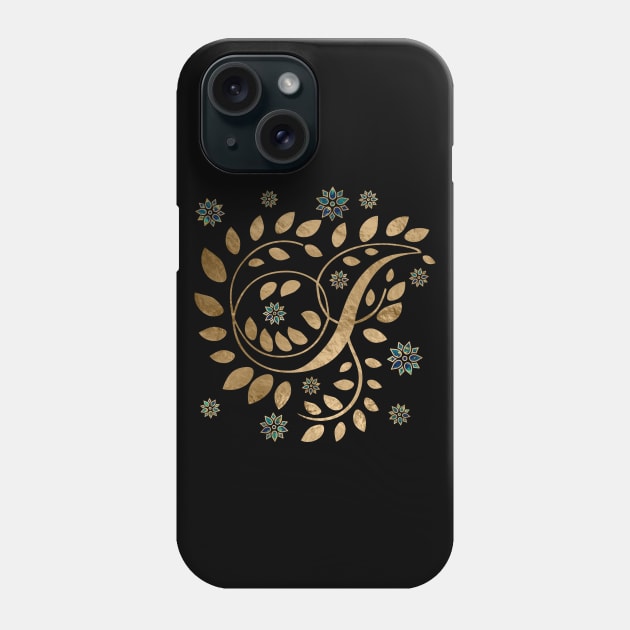 Luxury Golden Calligraphy Monogram with letter I Phone Case by Nartissima