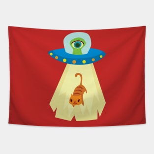 UFO cat abduction Tapestry